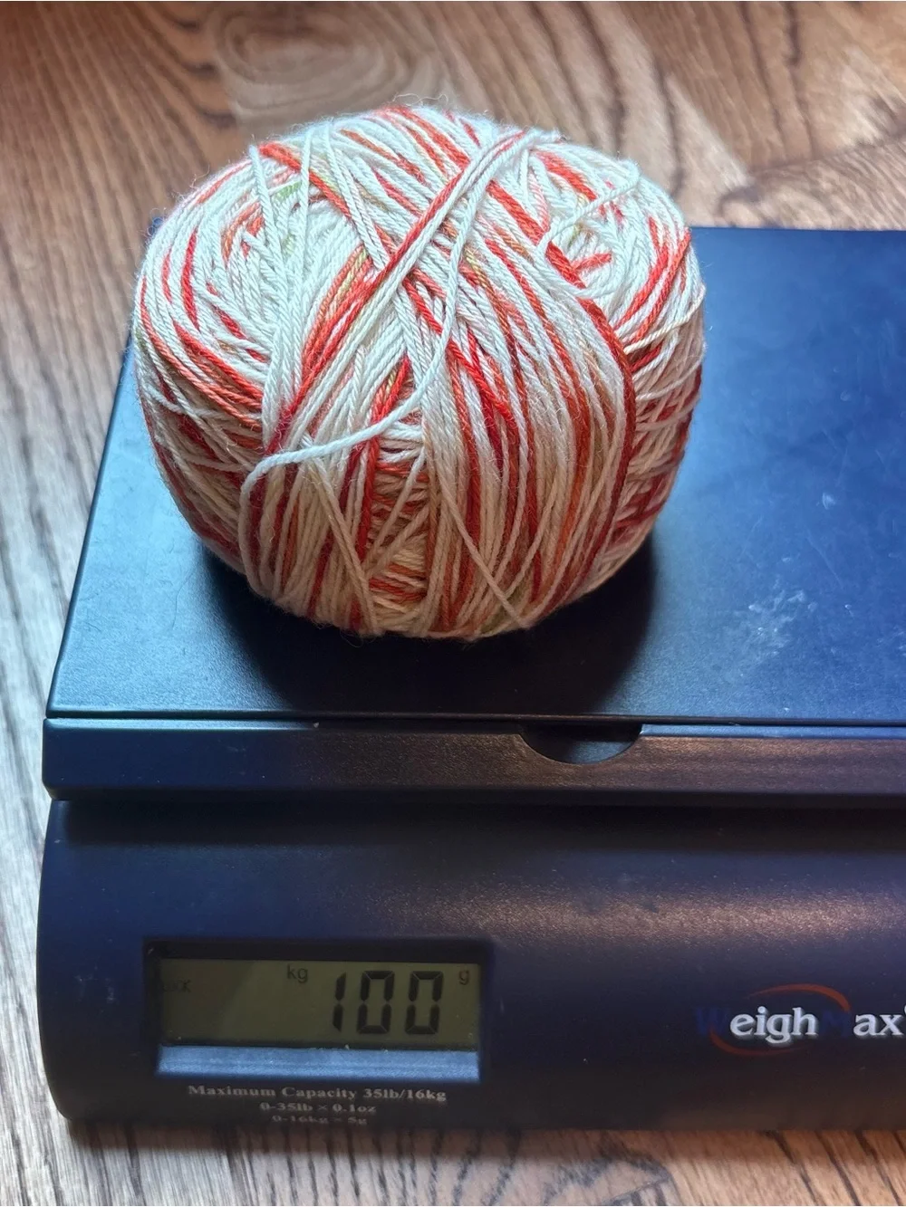 Yarn Fingering Weight Sock 100g Orange White Wool Blend Knit Hand Dyed Indie